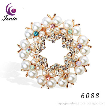 Jenia Newest Jewelry Style Pearl Flower Popular Blue Gemstone Brooch Pins